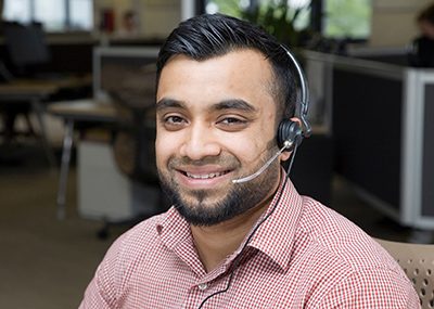 Man in call centre