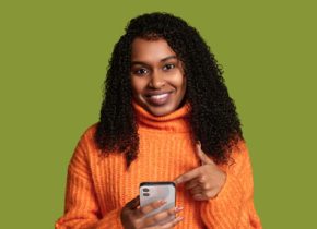Woman holding smartphone